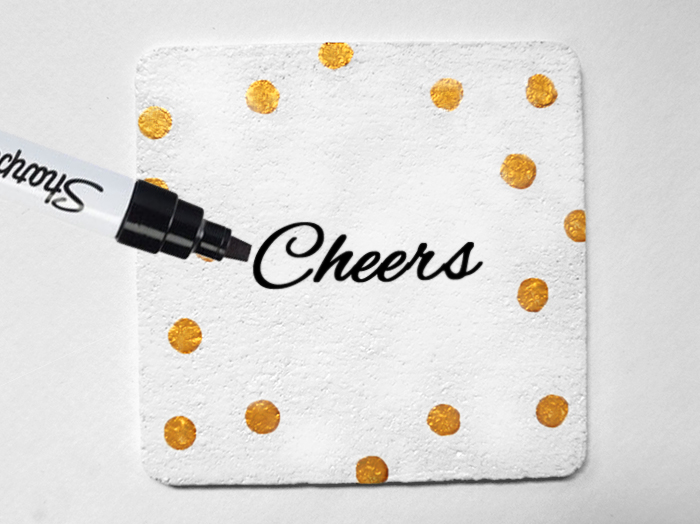 Make Your Own Kate Spade-Inspired Gold Dot Coasters